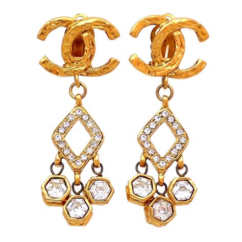 chanel cc classic logo earring with amethyst drop|Chanel earrings for women.